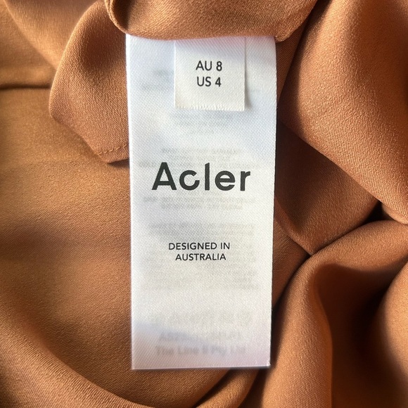 Acler pleated satin mini dress copper cap sleeve Size 4 - Picture 7 of 9